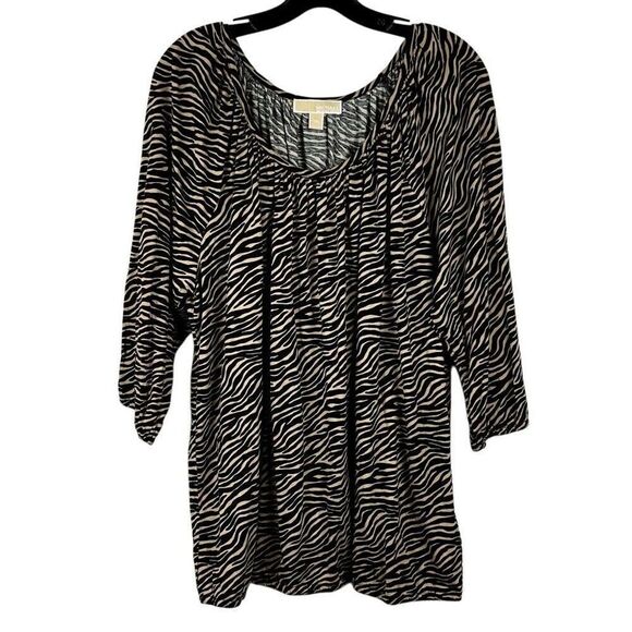MICHAEL Michael Kors Tops - Michael Michael Kors Zebra Print 3/4 Sleeve Blouse 2X